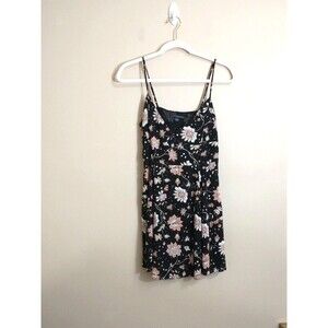 American Eagle Womens Floral Mini Slip Dress 6 Black Festival Fairy Whimsigoth